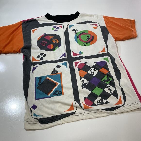 VTG 60s Catalina Surfers Abstract Art Playing Cards Grunge MOD Hippie Shirt Med - Picture 8 of 8